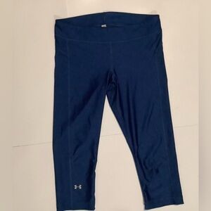 Under Armour HeatGear Compression Legging Women Shark Blue Pull On Capri Sz M